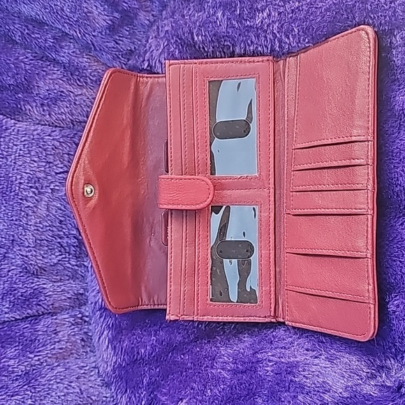 Maroon Red Wallet Perfect Organizer Cash Receipts And Coupons - Picture 2 of 8